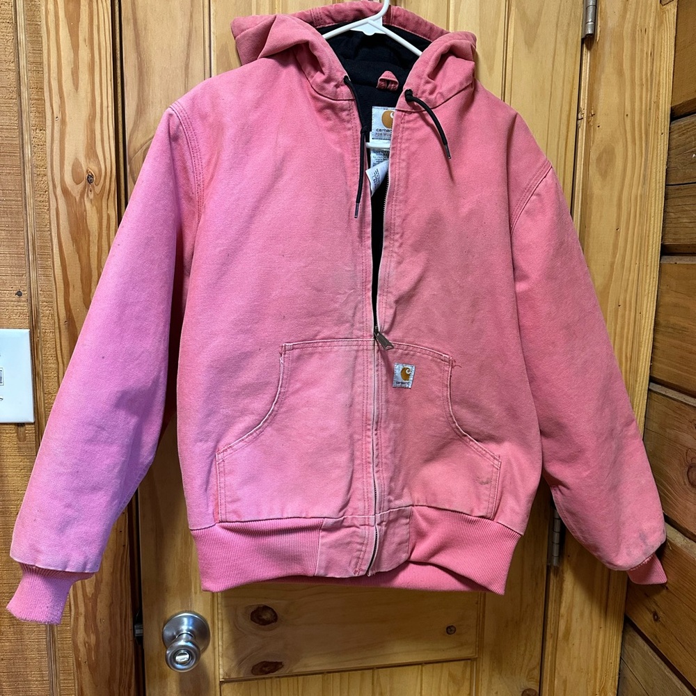 Vintage Carhartt Women’s Pink Hooded Jacket